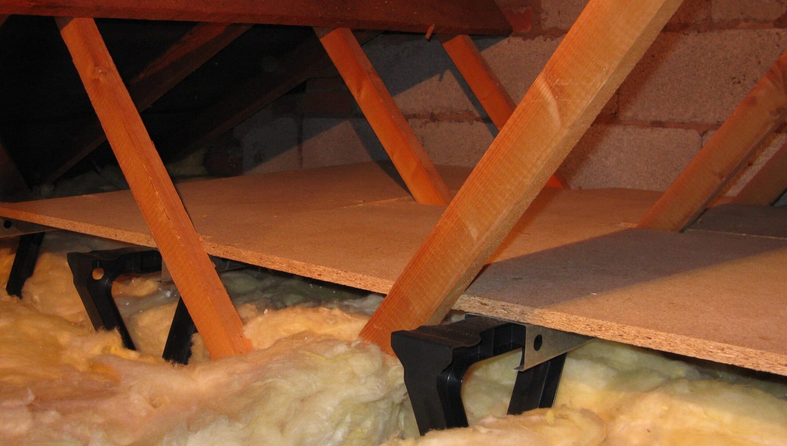 raised attic boarding with insulation installed